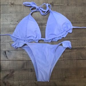 Lavender ruffle string bikini